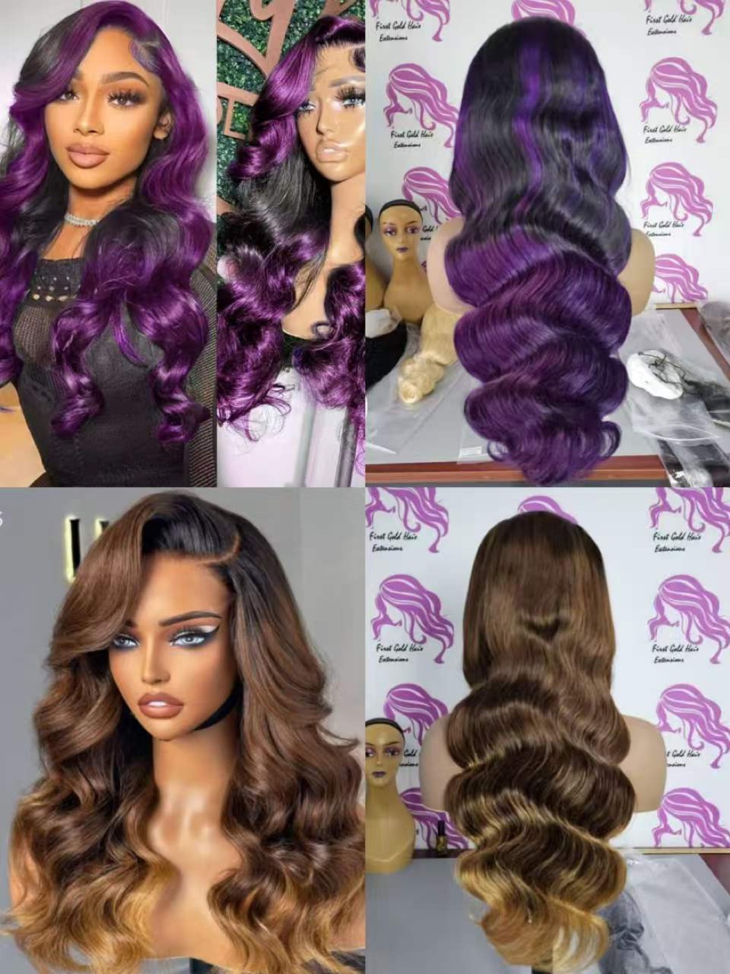 Custom Color Wig Purple + Brown 22 Inch