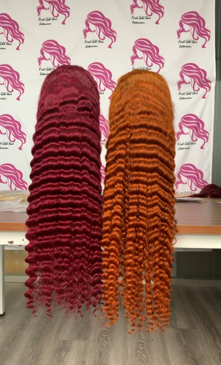 Frontal Lace Wig 28 Inch — 99J + Ginger