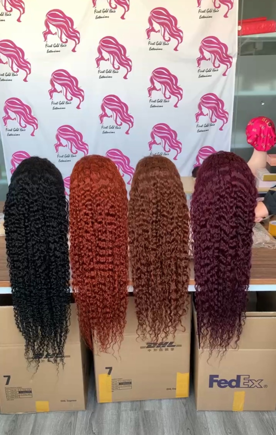 Glueless Water Wave Frontal Lace Wig Colored 30 Inch