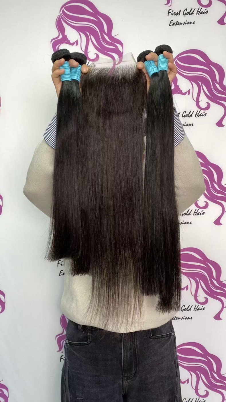 Raw Hair Bundles + Closure Straight