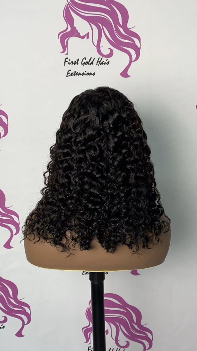 5x5 Curly Bob Wig 16 Inch 180% Density